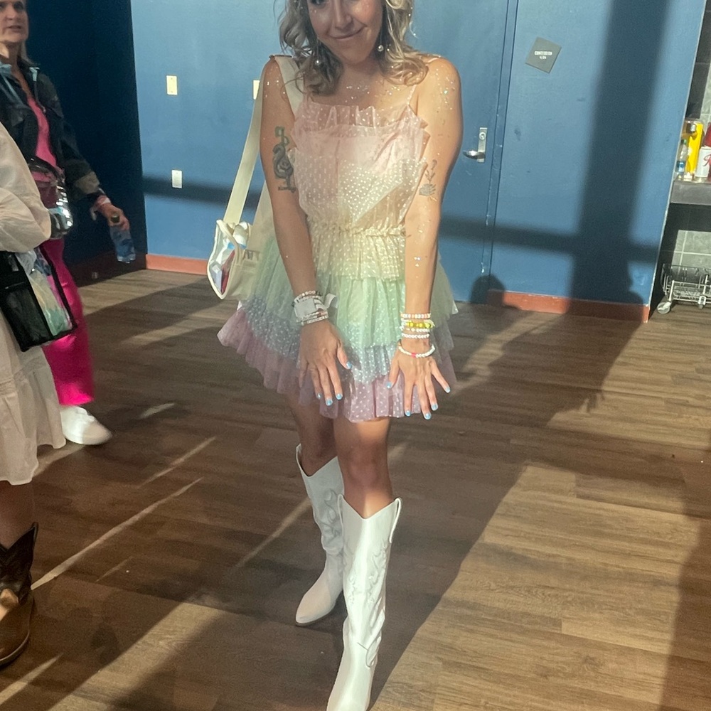Rainbow Tulle Dress with Polka Dots